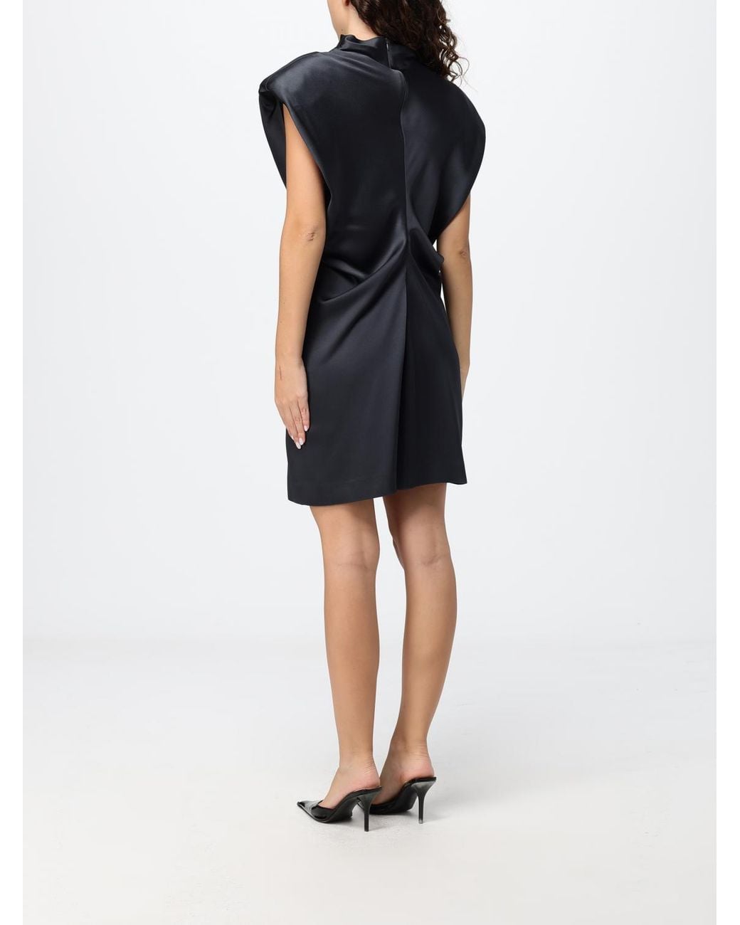 FEDERICA TOSI Blue Sleeveless High Neck Viscose Blend Sheath Mini Dress