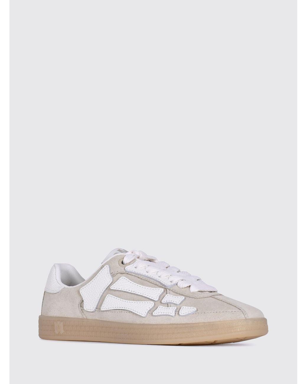Amiri White Pacific Bones Two-Tone Leather And Suede Low-Top Sneakers