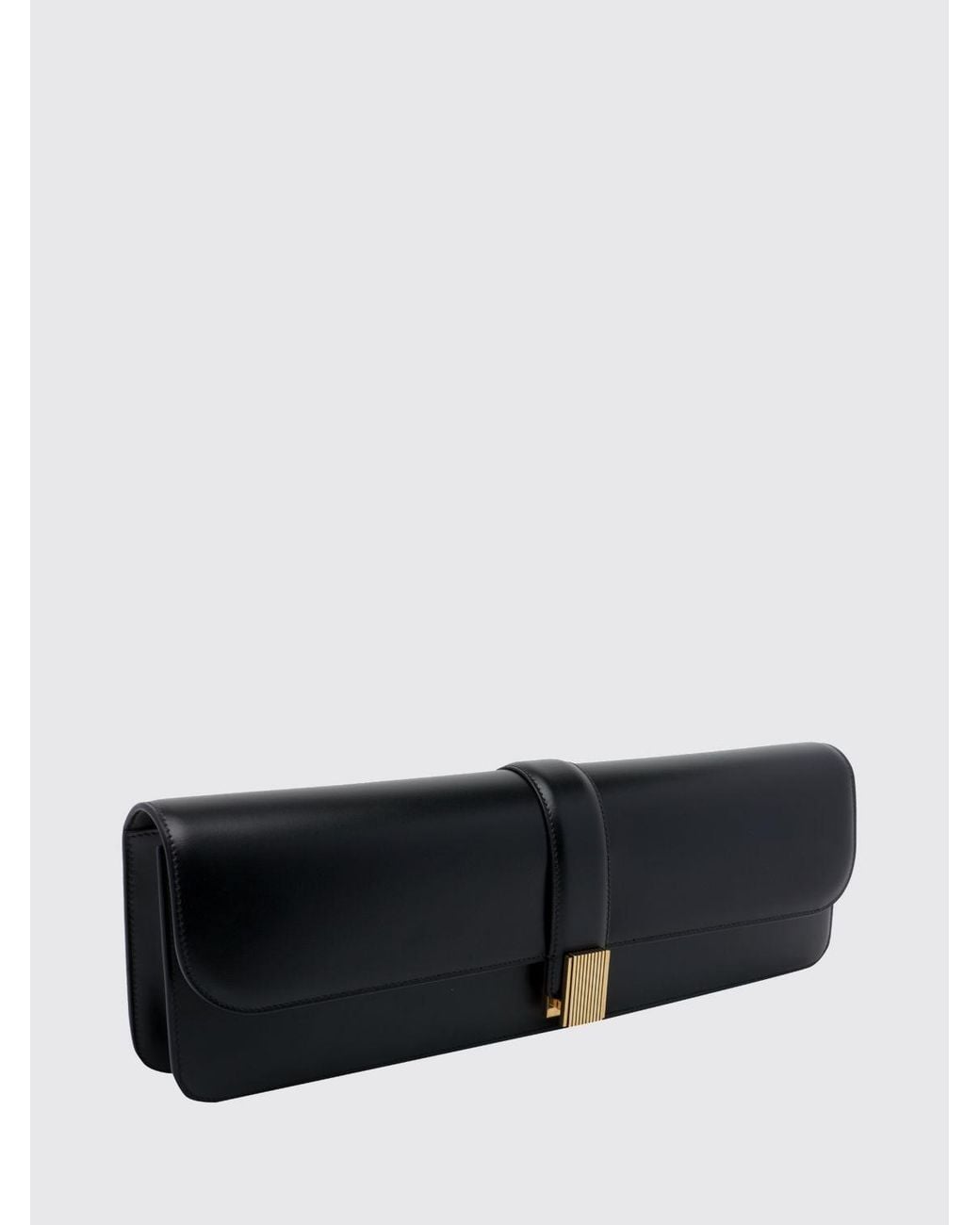 Khaite White Blake Calfskin Leather Clutch With Metallic Snap Closure