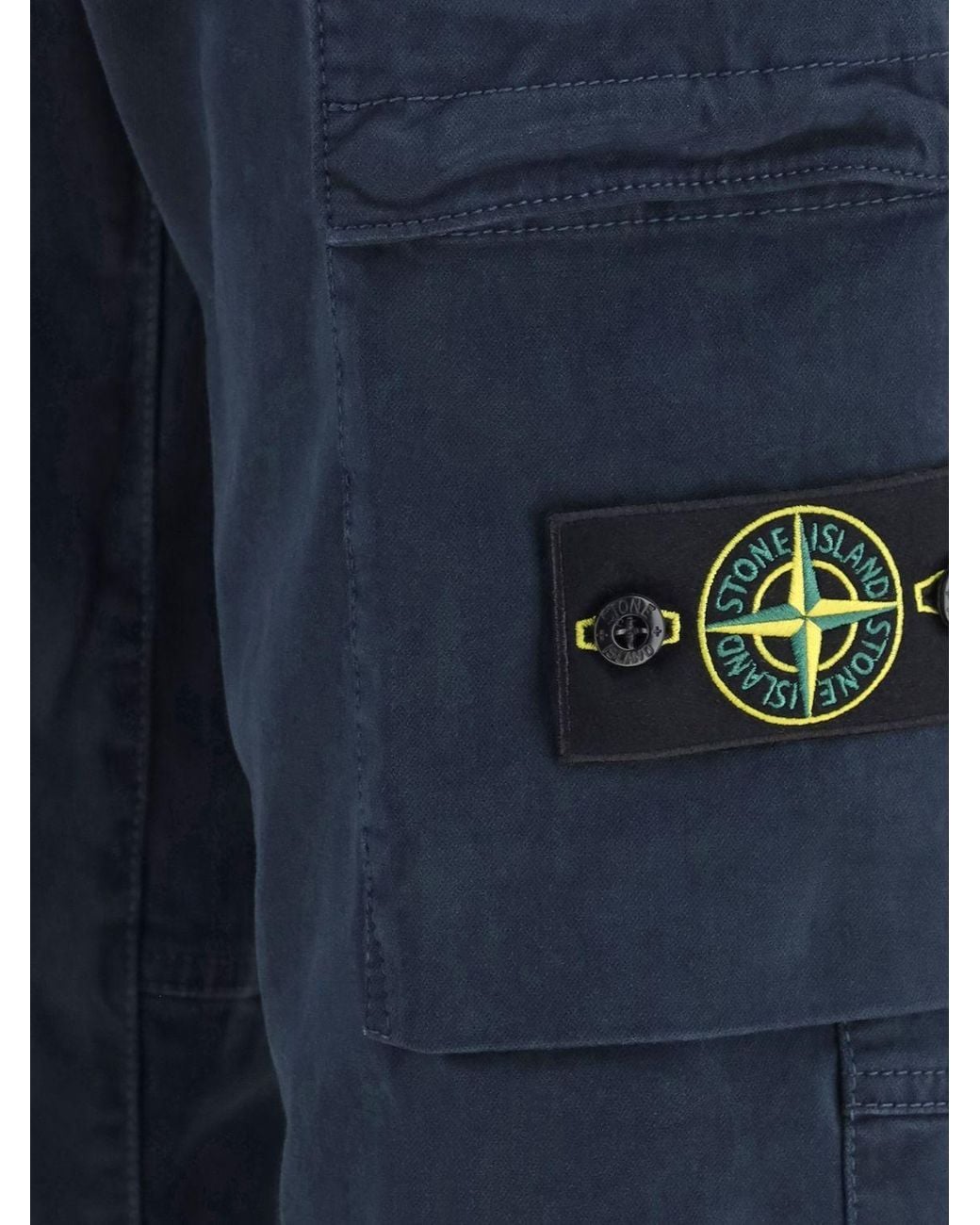 Stone Island Blue Slim Fit Stretch Technical Fabric Cargo Trousers With Compass Logo for men