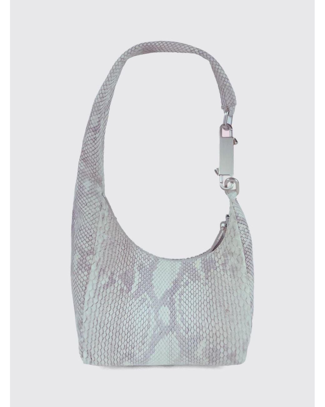 Rick Owens Gray Python Leather Mini Shoulder Bag With Zip Closure