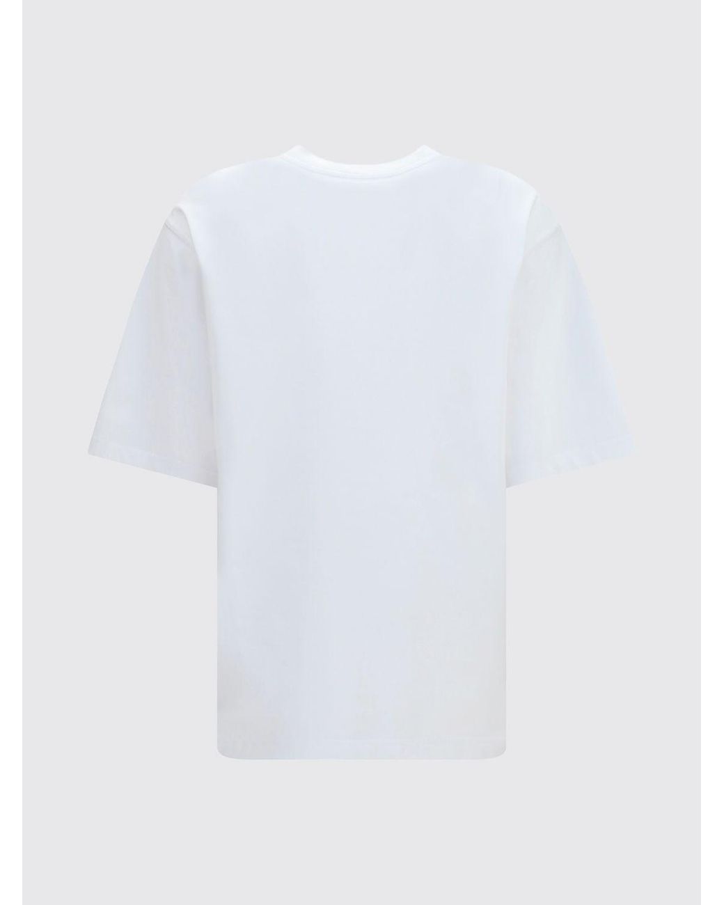 Dolce & Gabbana White Dolce &Amp Gabbana Cotton Crewneck T-Shirt With Contrast Logo And Dropped Shoulders