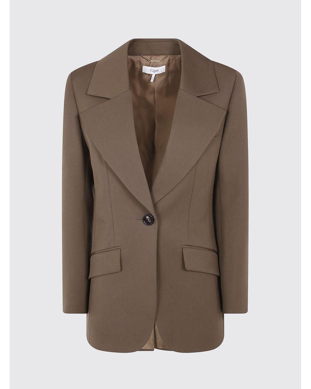 Chloé Brown ChloÉ Single-Breasted Virgin Wool Blazer With Peak Lapels