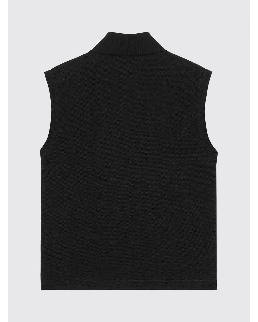 Saint Laurent Black Cassandre Sleeveless Cotton Piqué Polo Shirt