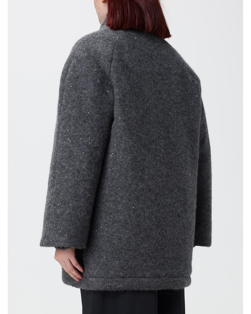 Fabiana Filippi Gray Wool, Silk And Cashmere Jacket With Sequins And Zip