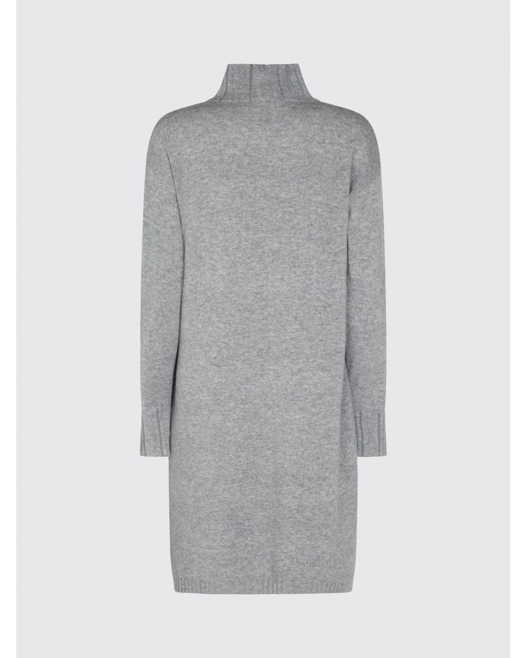 Fabiana Filippi Gray Wool, Silk And Cashmere Knit Turtleneck Mini Dress