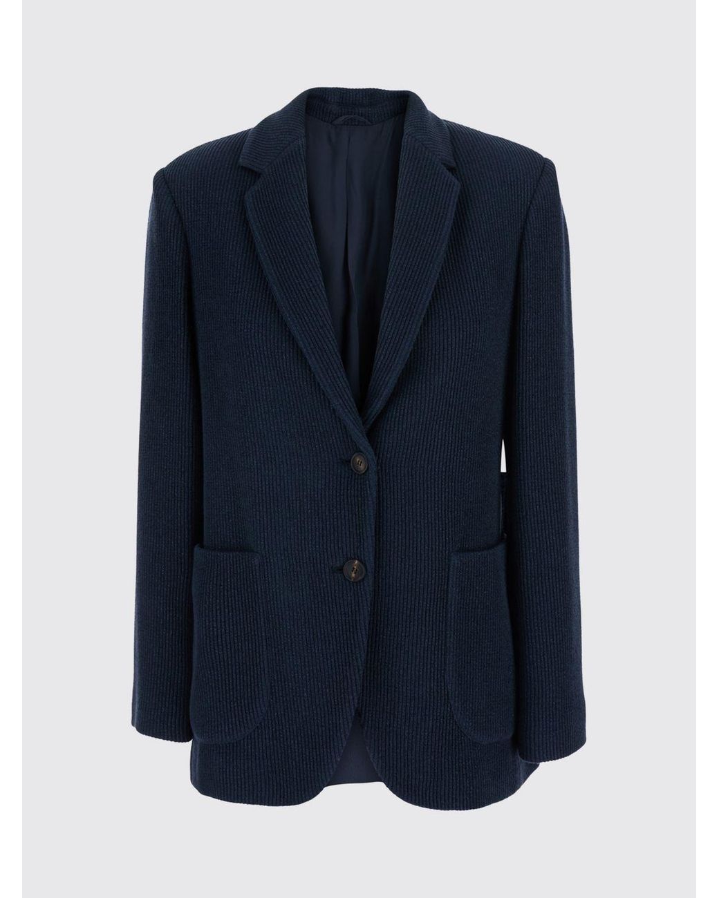 Brunello Cucinelli Blue Single-Breasted Velvet Blazer With Peak Lapels