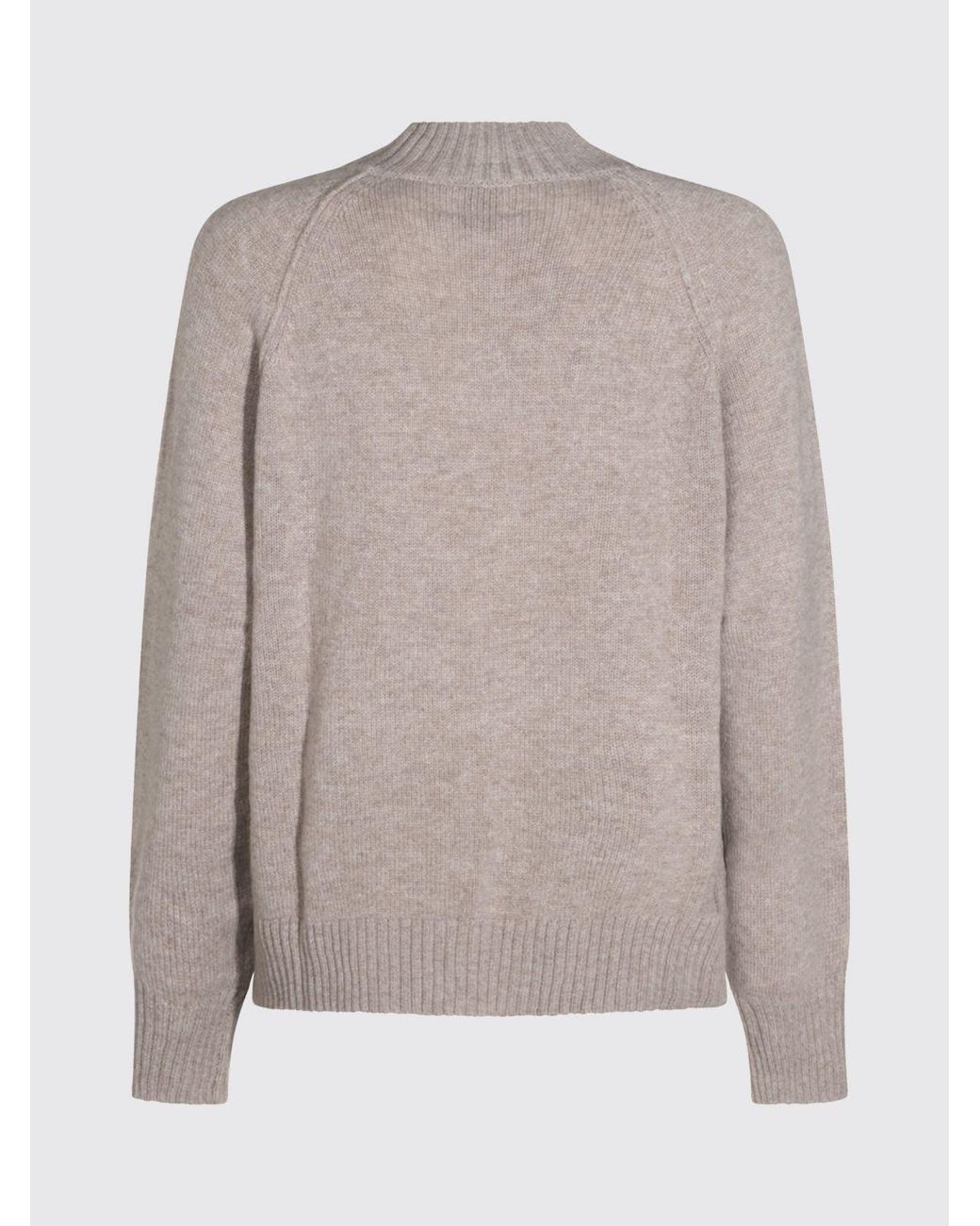 Allude Gray Slim Fit Long-Sleeved Cashmere Mock Neck Jumper