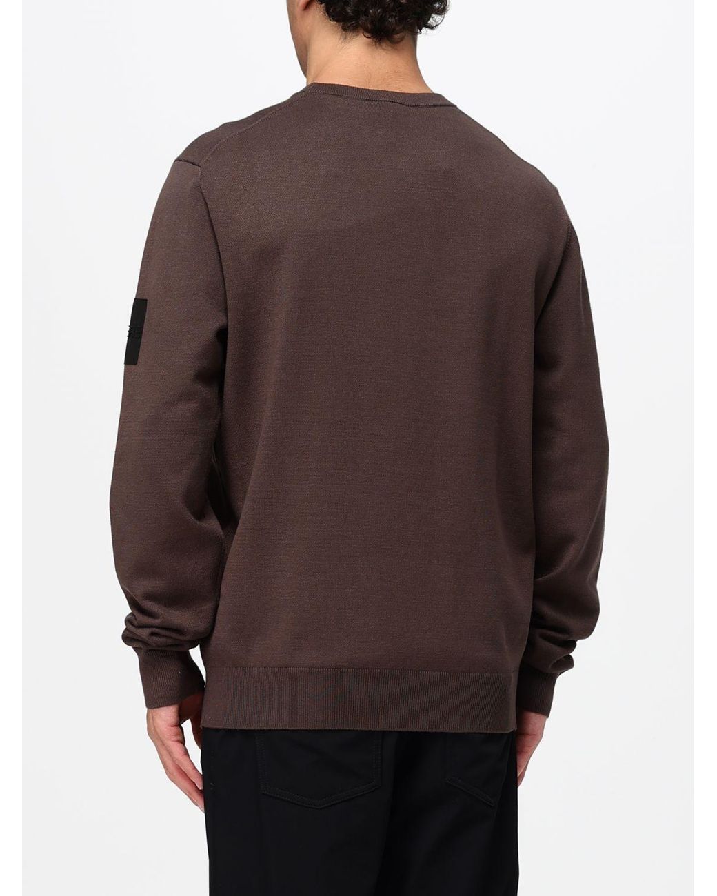OUTHERE Brown Crewneck Jumper With Dropped Shoulders for men