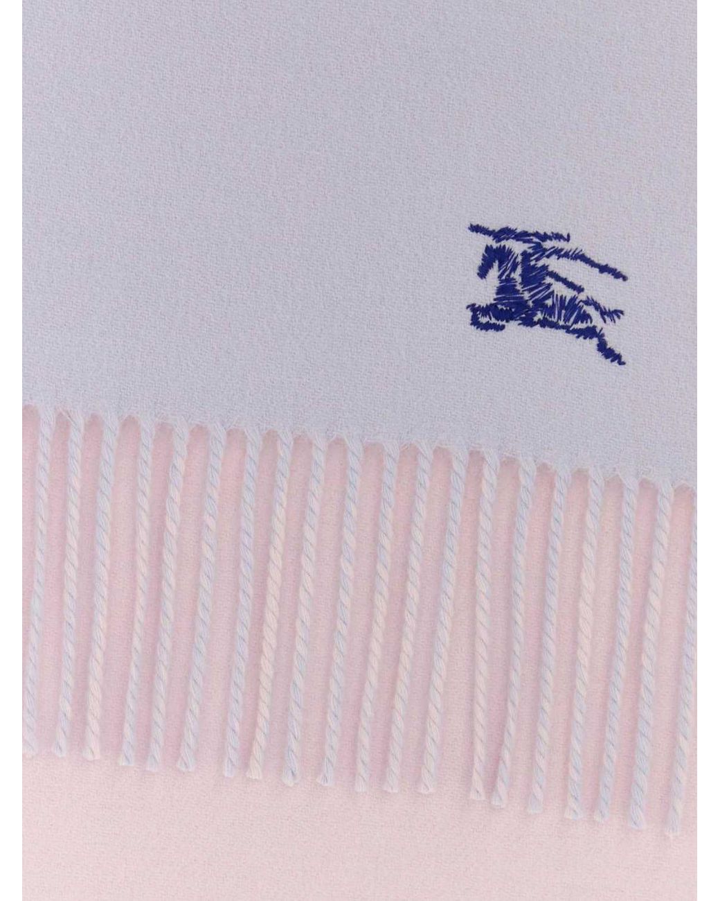 Burberry Blue Pure Cashmere Scarf With Fringed Edges for men