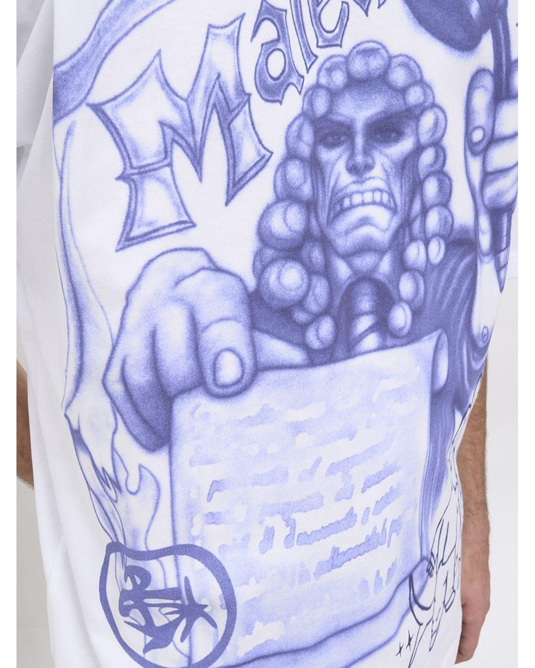 PDF White Printed Cotton T-Shirt for men
