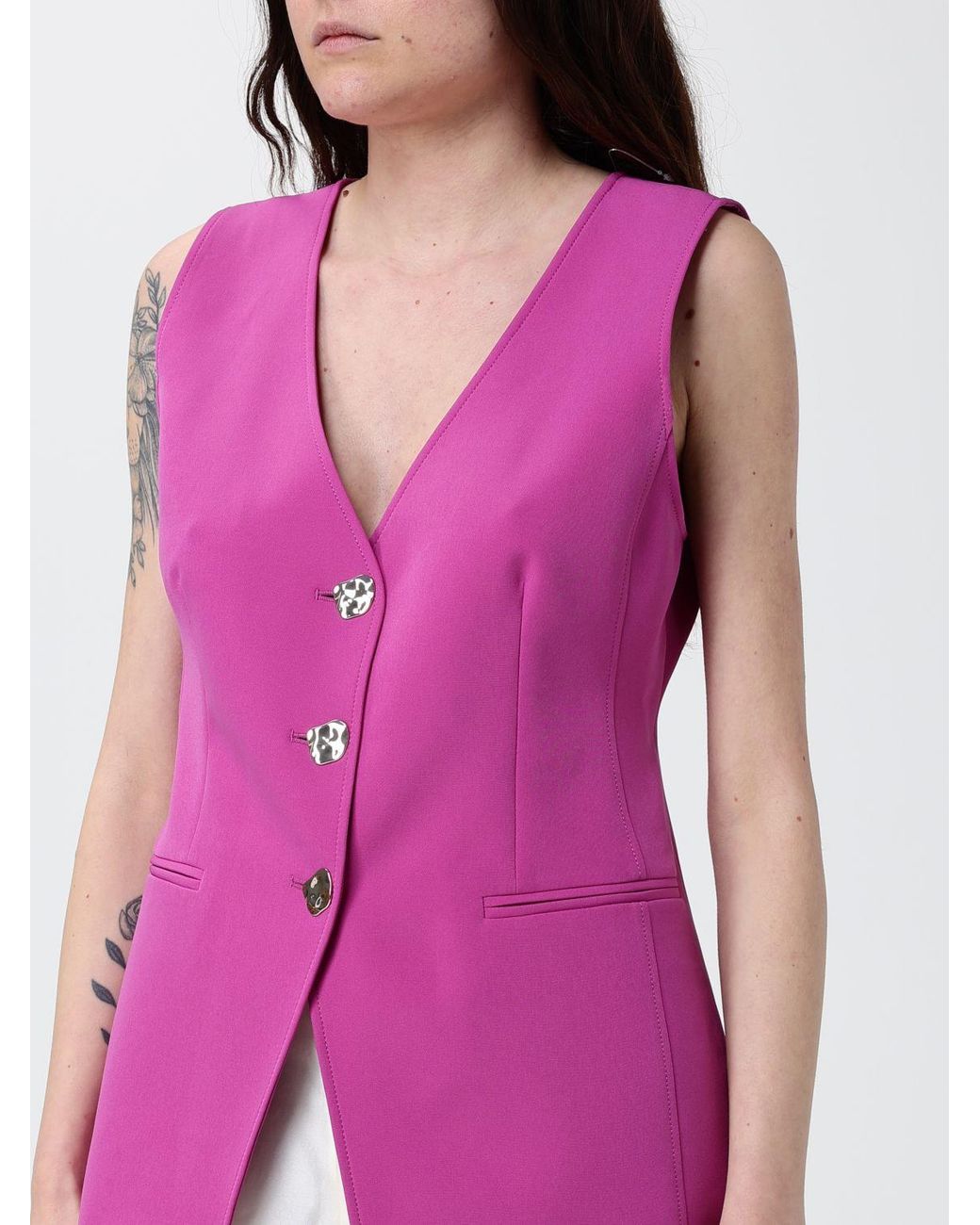 Liu Jo Purple Single-Breasted Tailored Vest