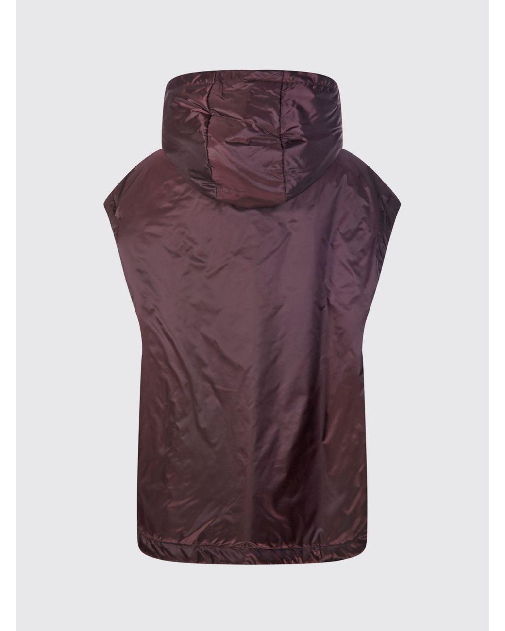 Max Mara Purple Waterproof Hooded Nylon Padded Gilet With Slit Pockets