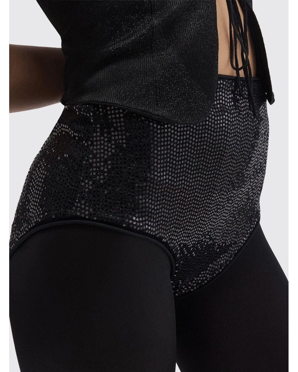 MACCAPANI Black Sequin Polyamide Culotte Shorts