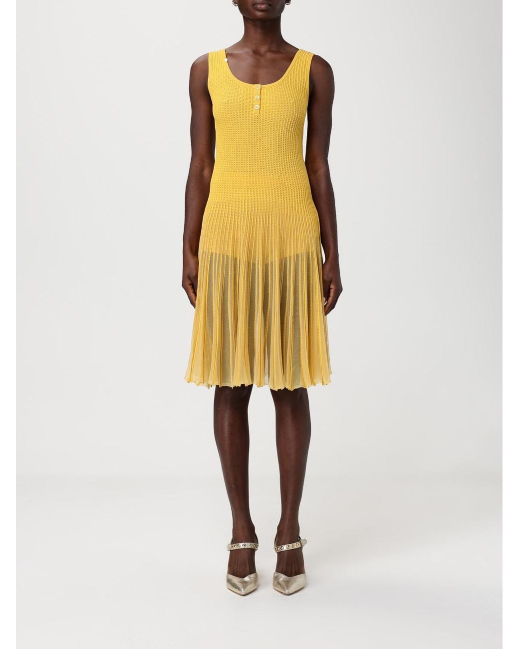 Elisabetta Franchi Yellow Jersey Mini Dress