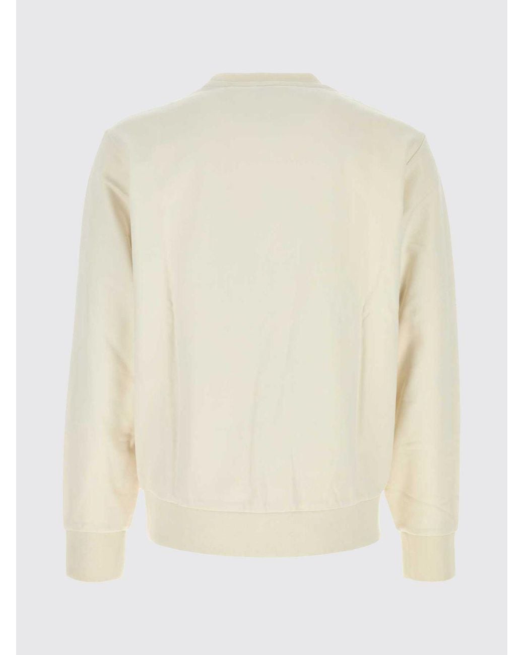 Boss White Printed Logo Cotton Crewneck Sweatshirt With Ribbed Trims for men