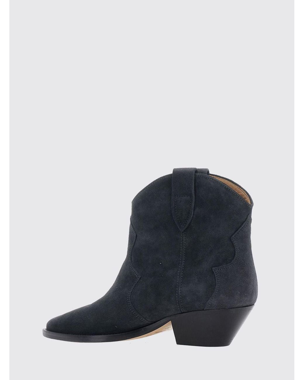 Isabel Marant Blue Dewina Suede Low-Heeled Western Ankle Boots