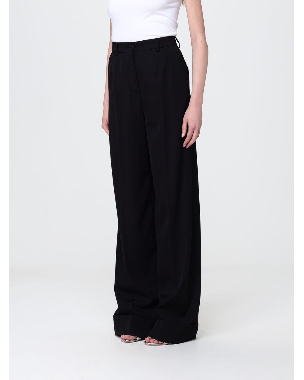 Dolce & Gabbana Black Dolce &Amp Gabbana Wide Leg Virgin Wool Trousers
