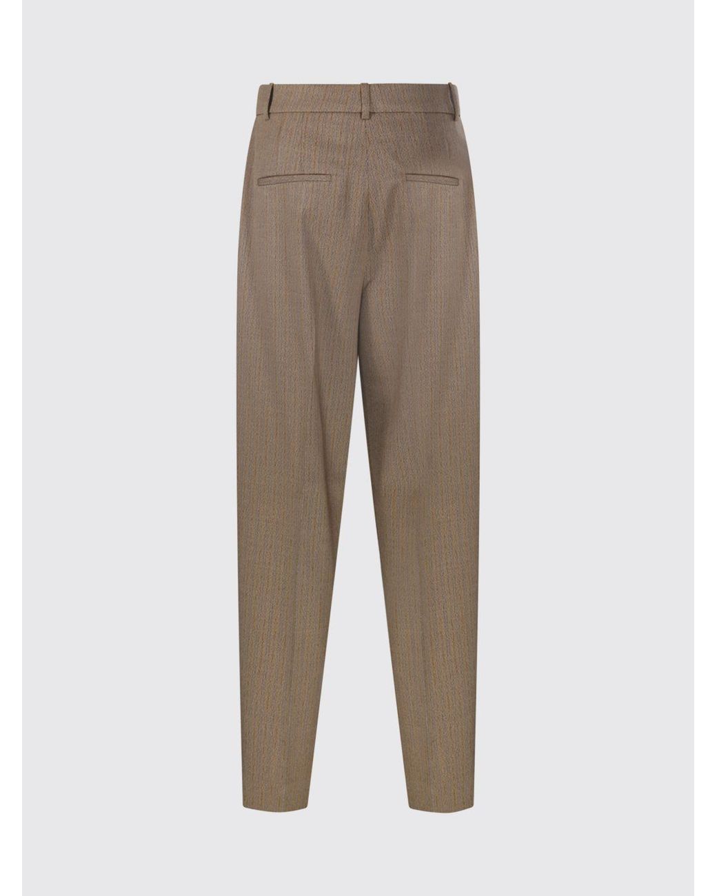 Rohe Natural High-Waisted Striped Wool Blend Straight Trousers