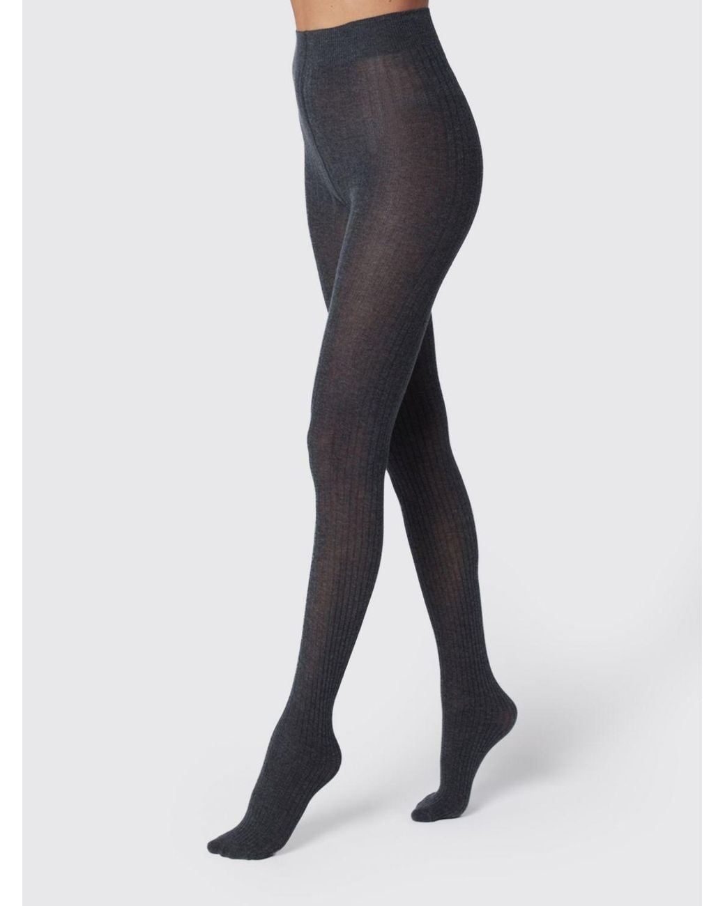 Max Mara Gray Rib-Knitted Pure Cashmere Tights With Elasticated Waist