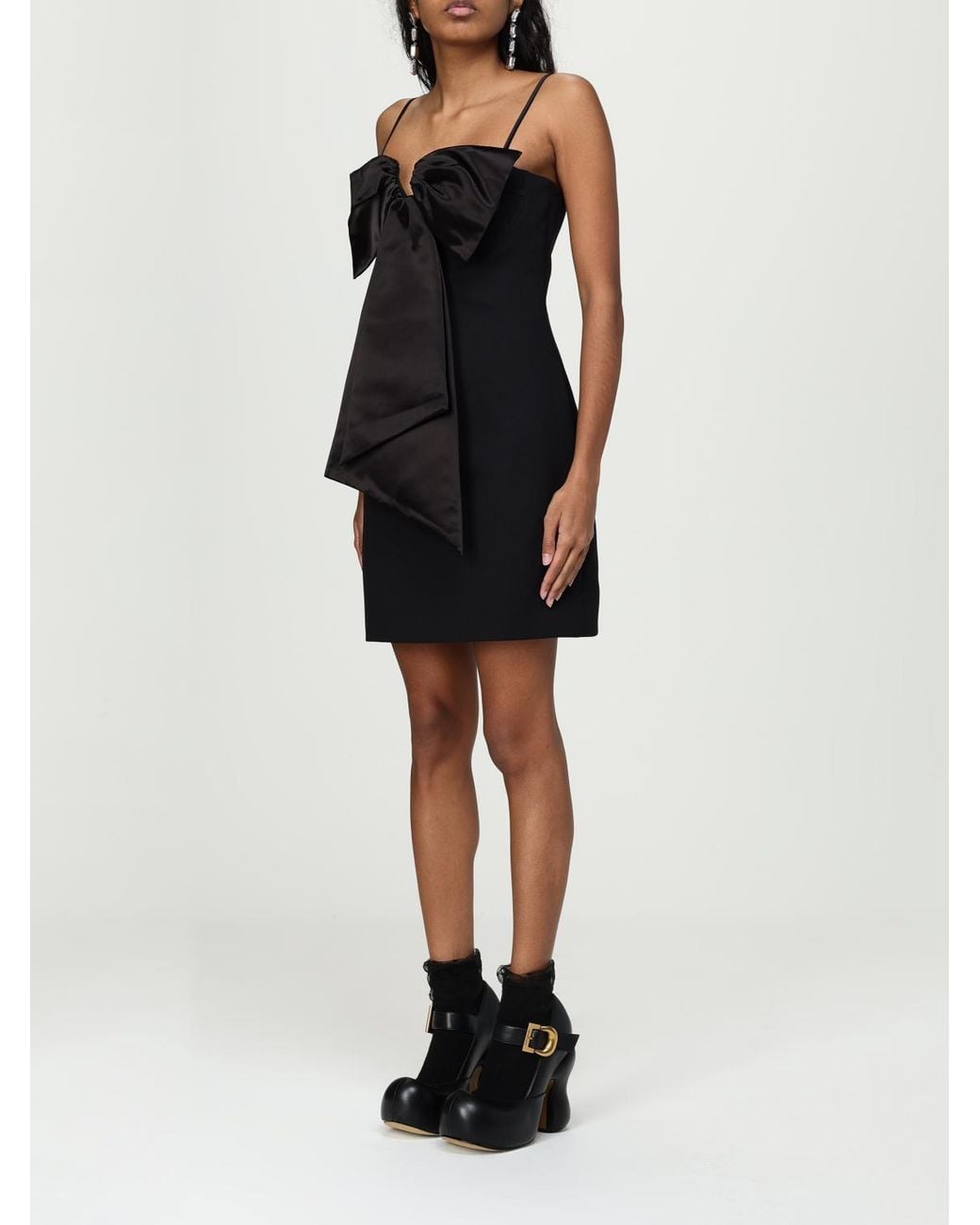 Marc Jacobs Black Bow Mini Dress Elegant Satin Detail