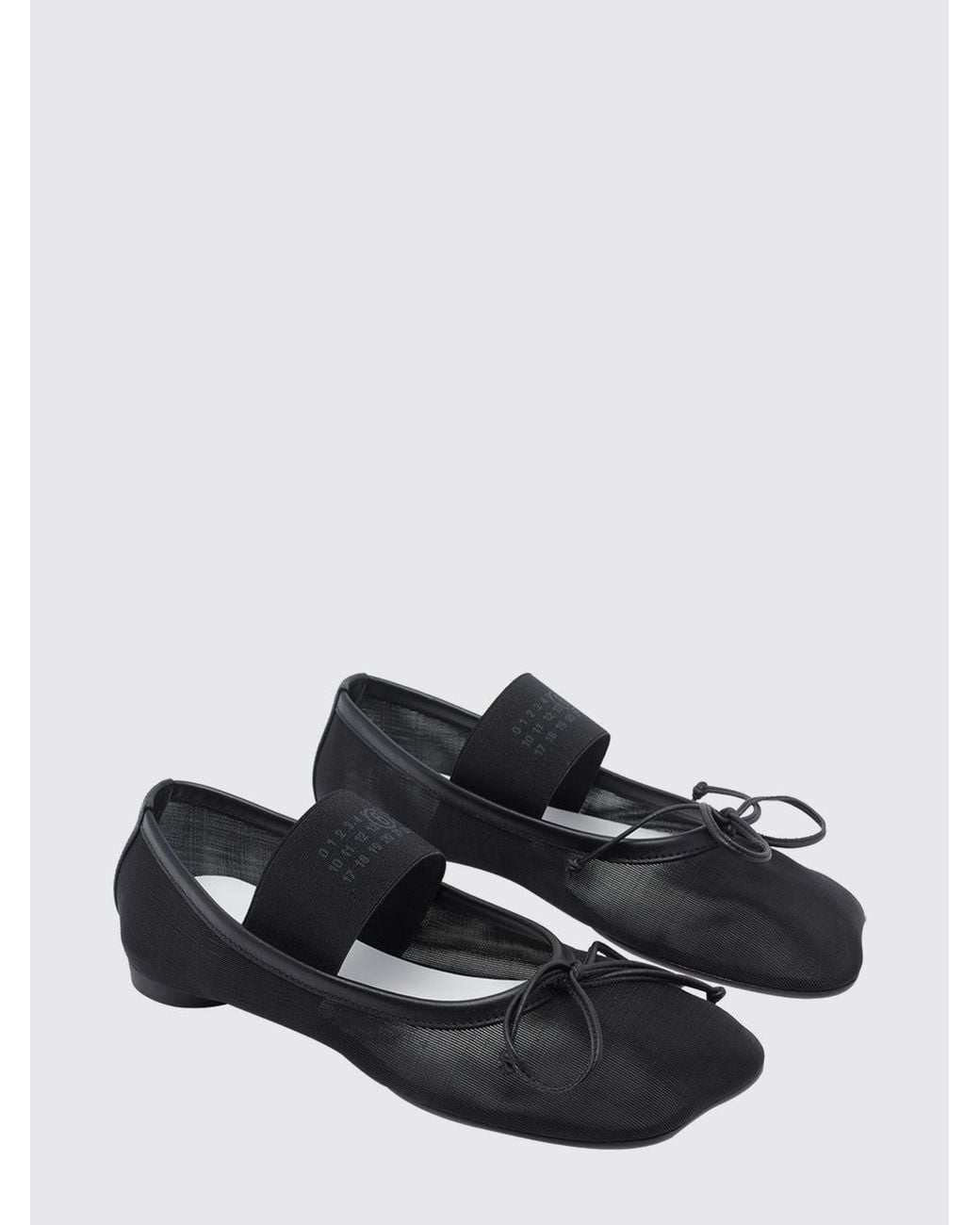 MM6 by Maison Margiela White Asymmetric Toe Nylon Mary Jane Ballet Flats