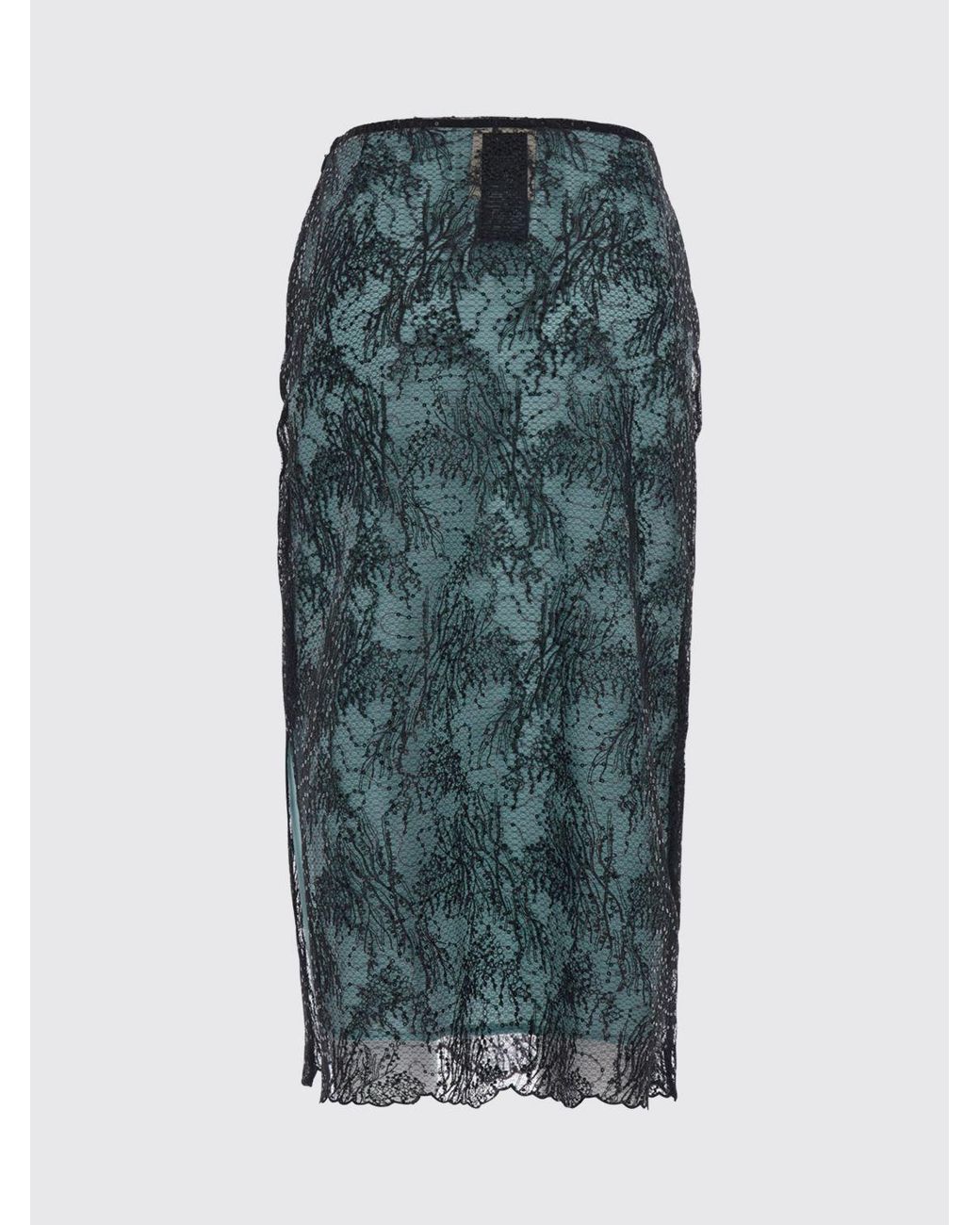Semicouture Blue Camilla High-Waisted Lace Pencil Skirt With Sequins