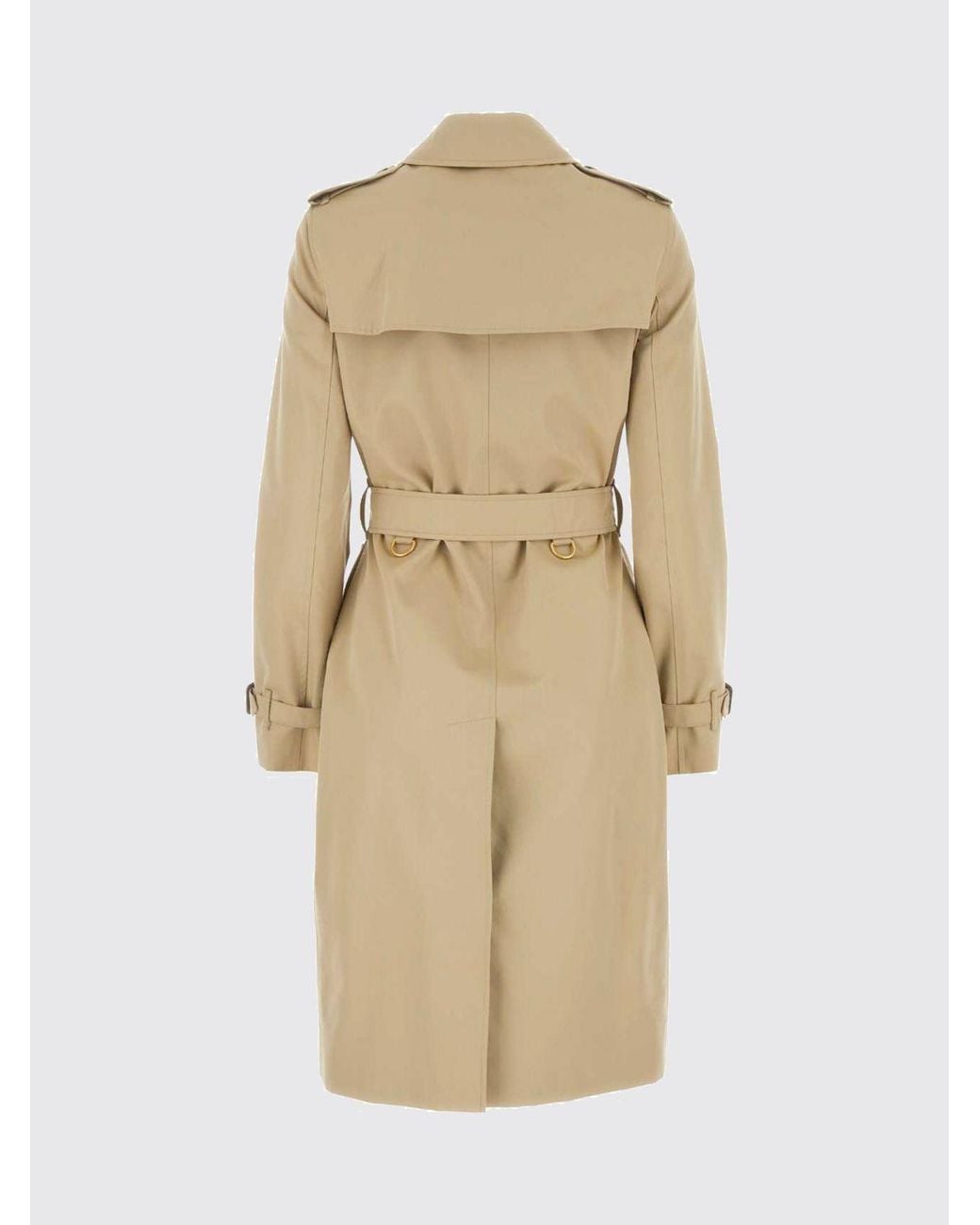 Burberry Blue Knee-Length Double-Breasted Cotton Trench Coat With Belt And Epaulettes