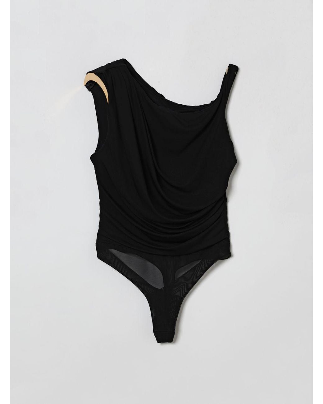 Elisabetta Franchi Black Draped Bodysuit
