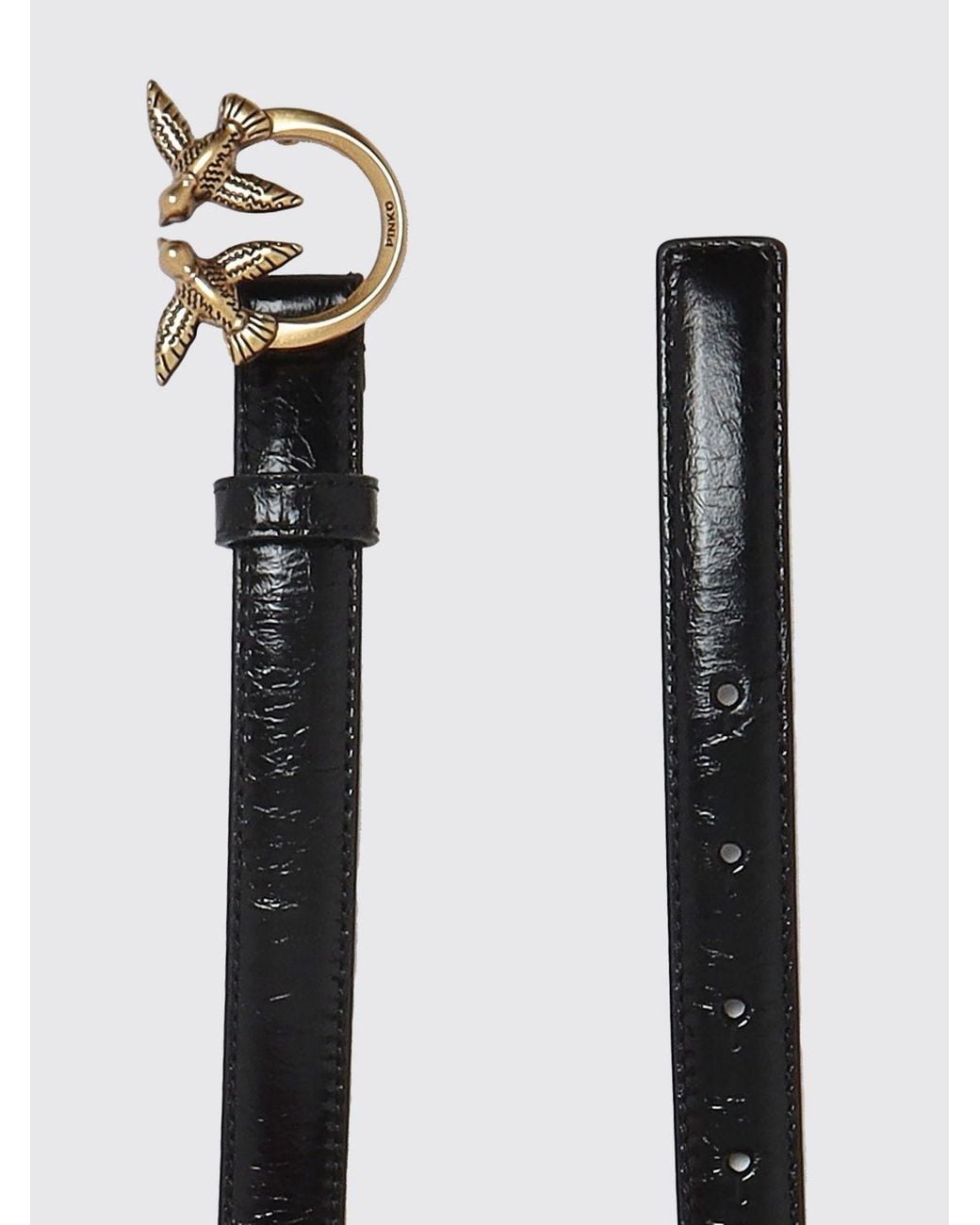 Pinko White Love Berry Leather Belt With Love Birds Logo Buckle