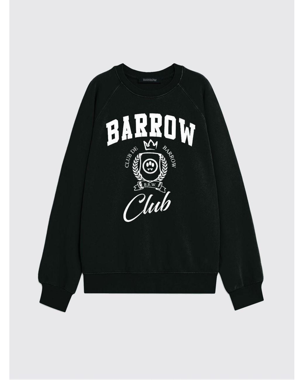 Barrow Black Cotton Crewneck Sweatshirt With Logo for men