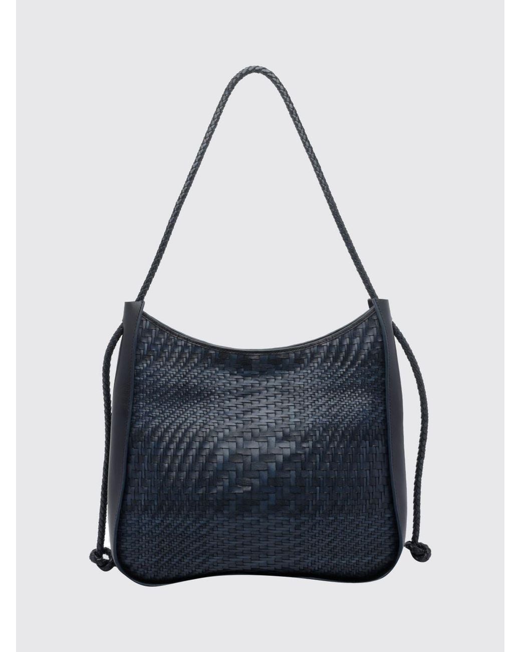 Dragon Diffusion Blue Woven Leather Tote Bag With Single Handle