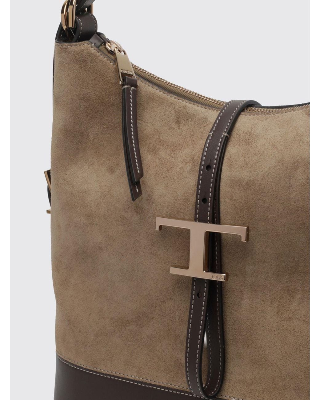 Tod's Brown T Timeless Bicolour Smooth And Suede Calf Leather Shoulder Bag