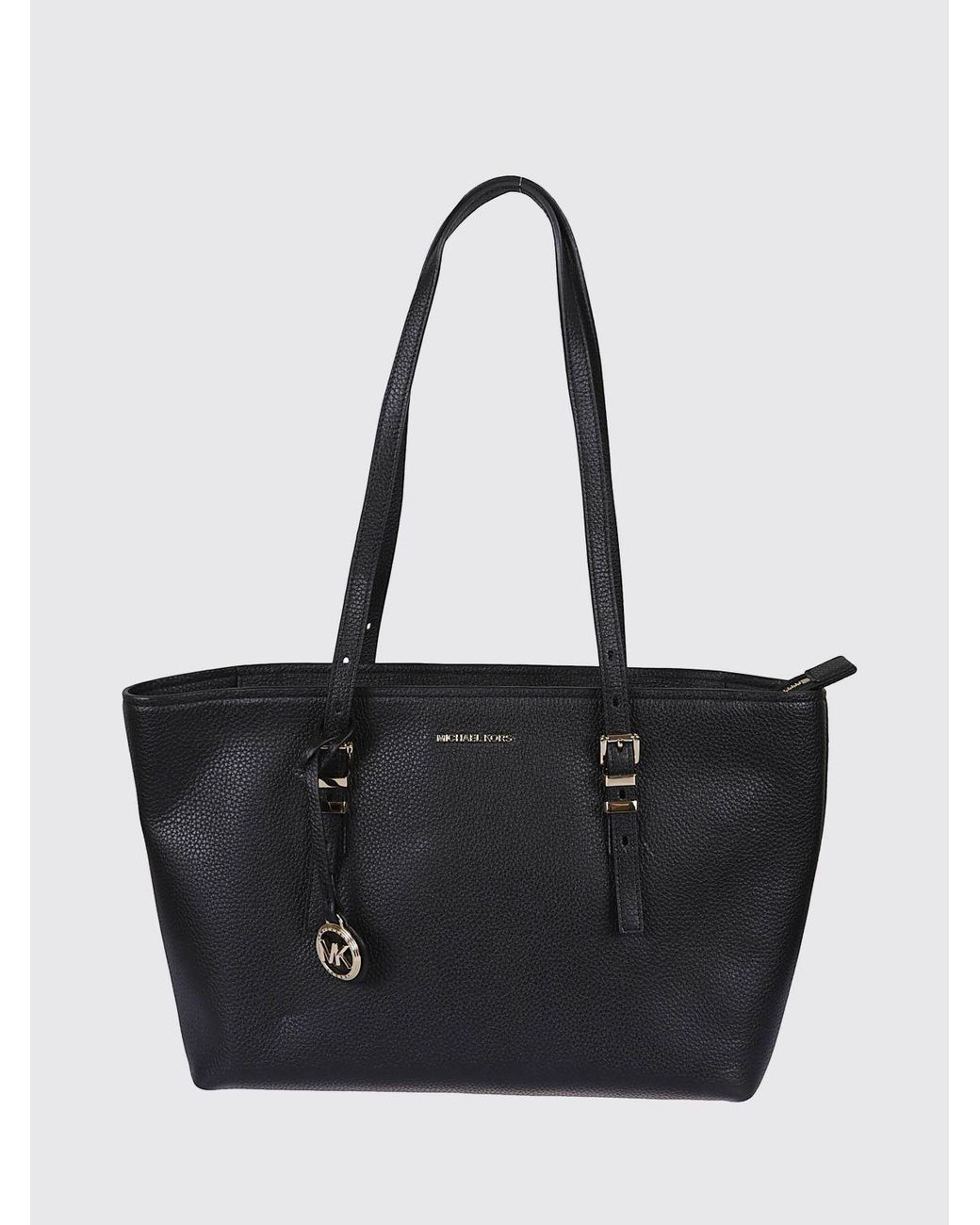 Michael Kors Black Quinn Grained Cowhide Leather Shoulder Bag With Double Handle