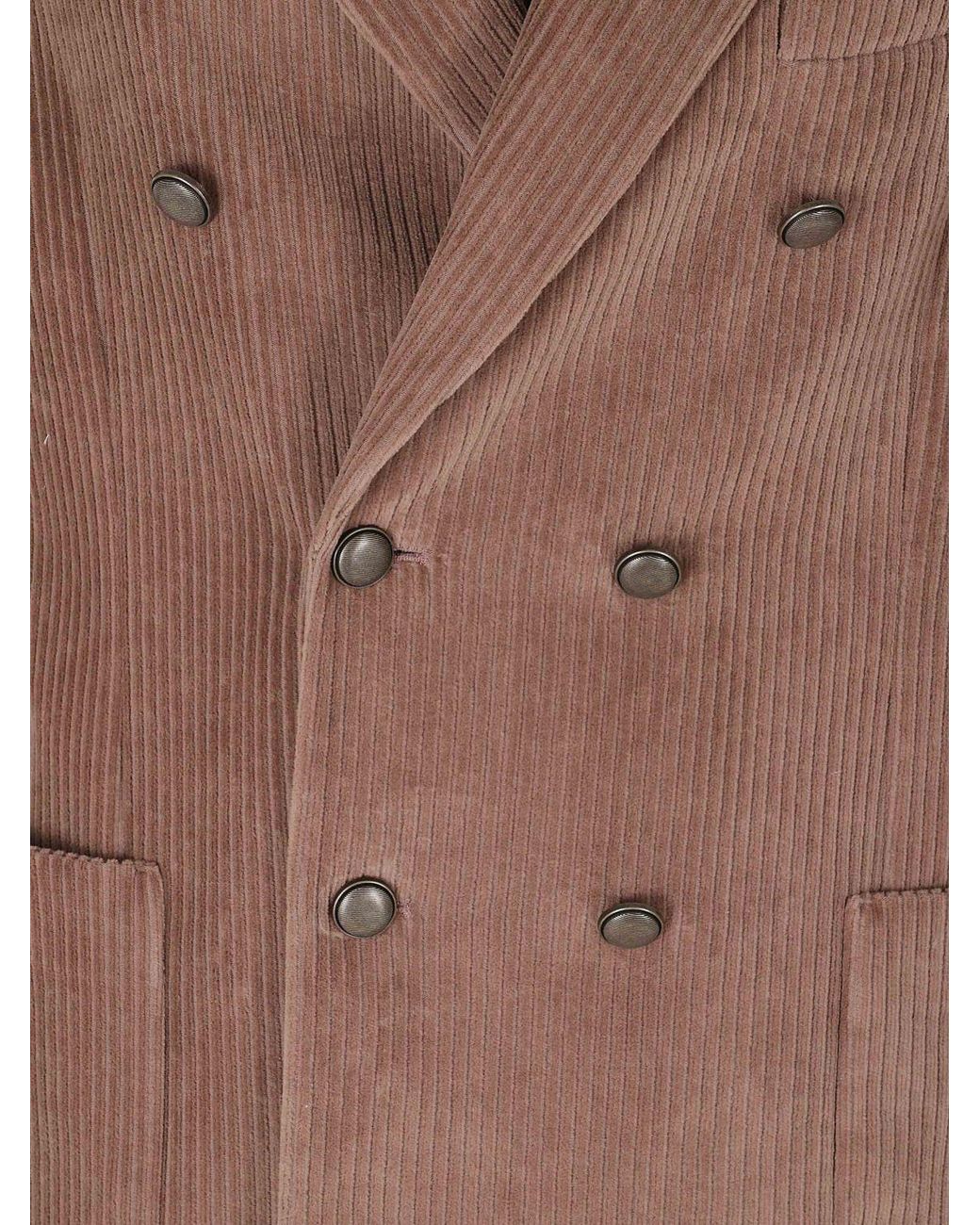 Circolo 1901 Brown Double-Breasted Velvet Blazer With Peak Lapels