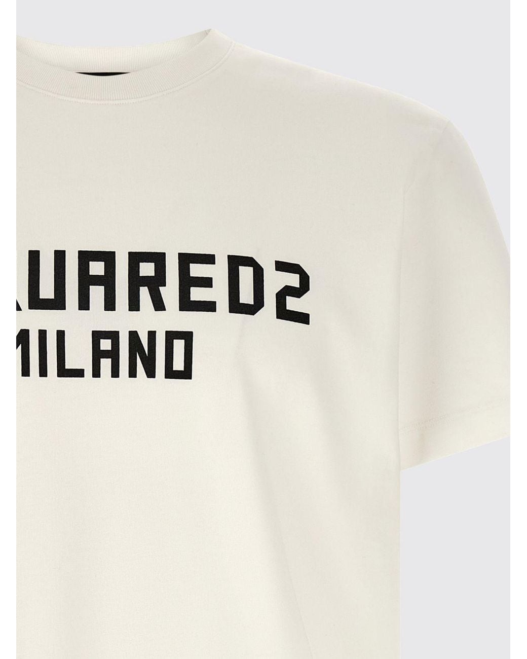 DSquared² White Short-Sleeved Cotton T-Shirt With Contrasting Logo Print for men