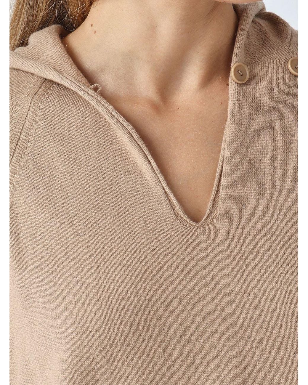 Max Mara Natural V-Neck Hooded Sweater