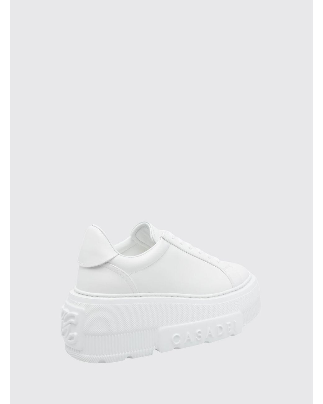 Casadei White Nexus Smooth Leather Platform Wedge Sneakers