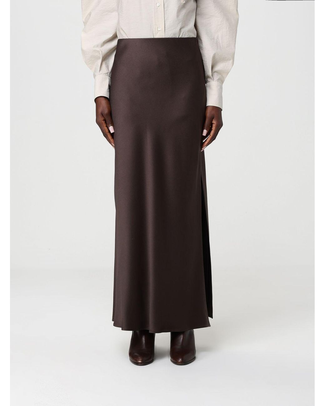 Brunello Cucinelli Brown Long Satin Skirt