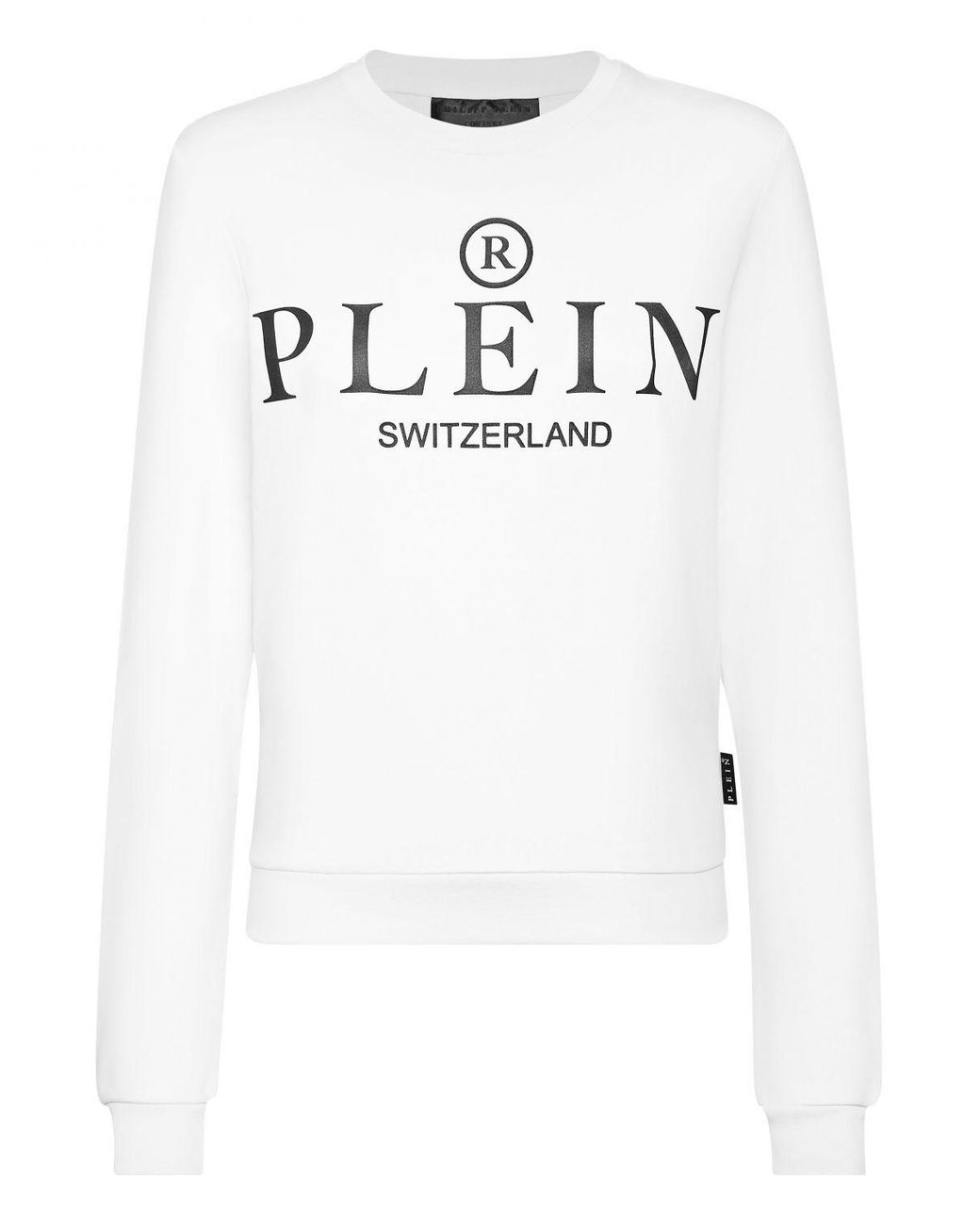 Philipp Plein White Crewneck Cotton Sweatshirt With Contrast Logo Print