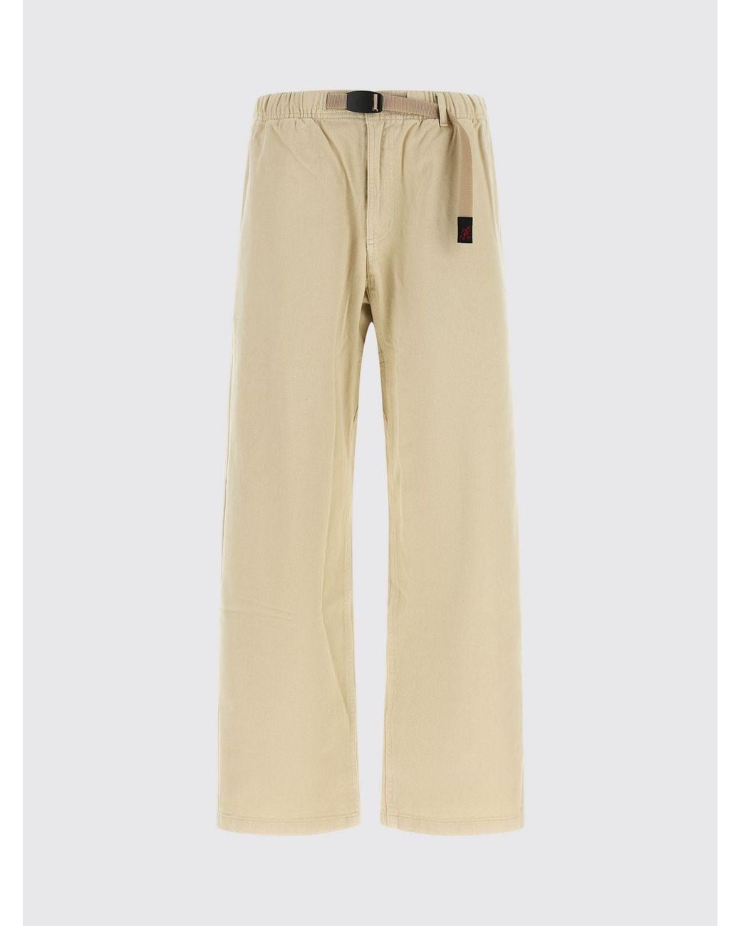 Gramicci Natural Wide Leg Cotton Trousers With Elasticated Drawstring Waist for men