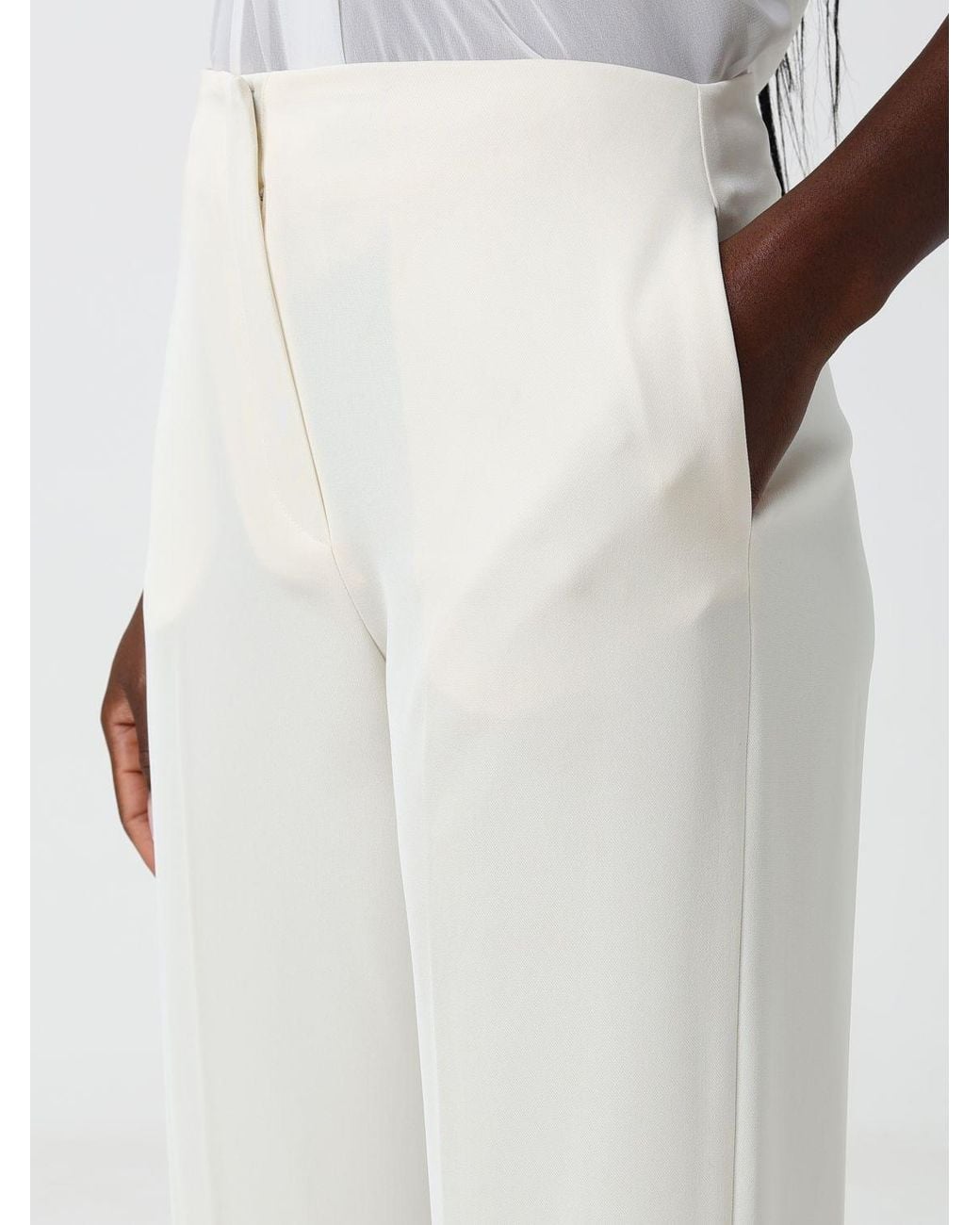 Hanita White High-Waisted Wide-Leg Crêpe Palazzo Trousers