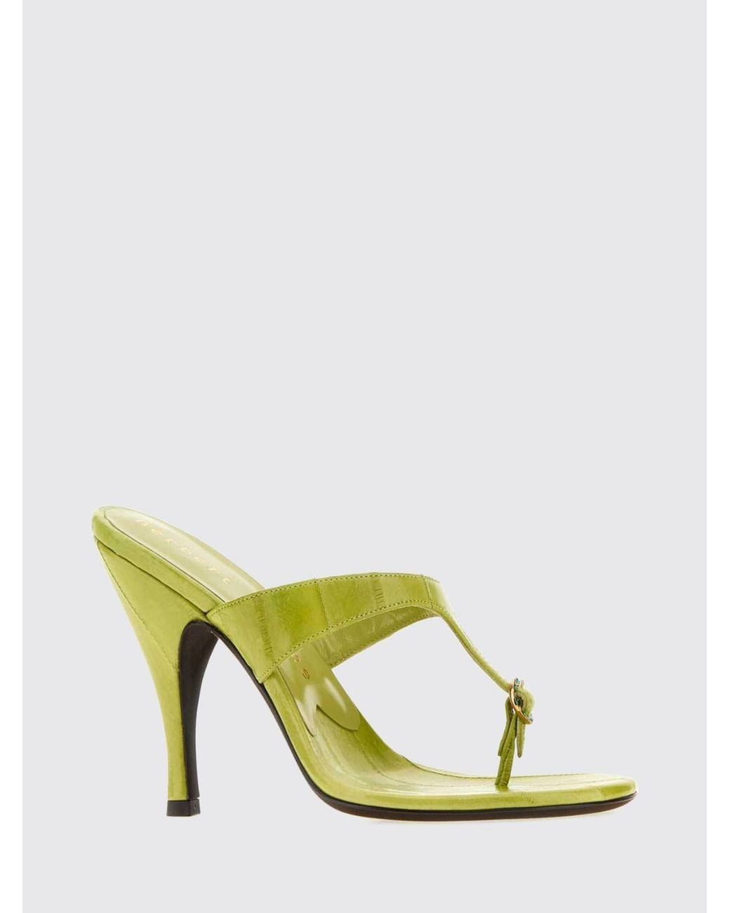 Herbert Levine Metallic Kiss And Tell Leather Thong Mules With A High Stiletto Heel