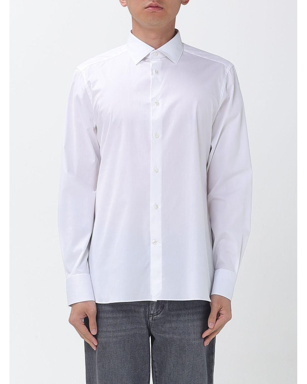 Zegna White Classic Cotton Poplin Shirt for men