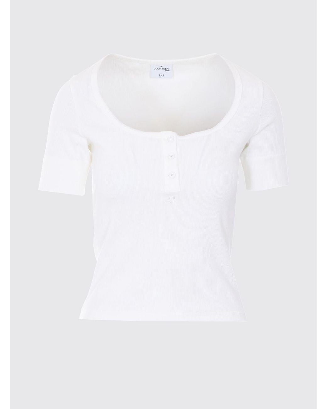 Courreges White Courr&Egrave	Ges Cotton T-Shirt With Logo
