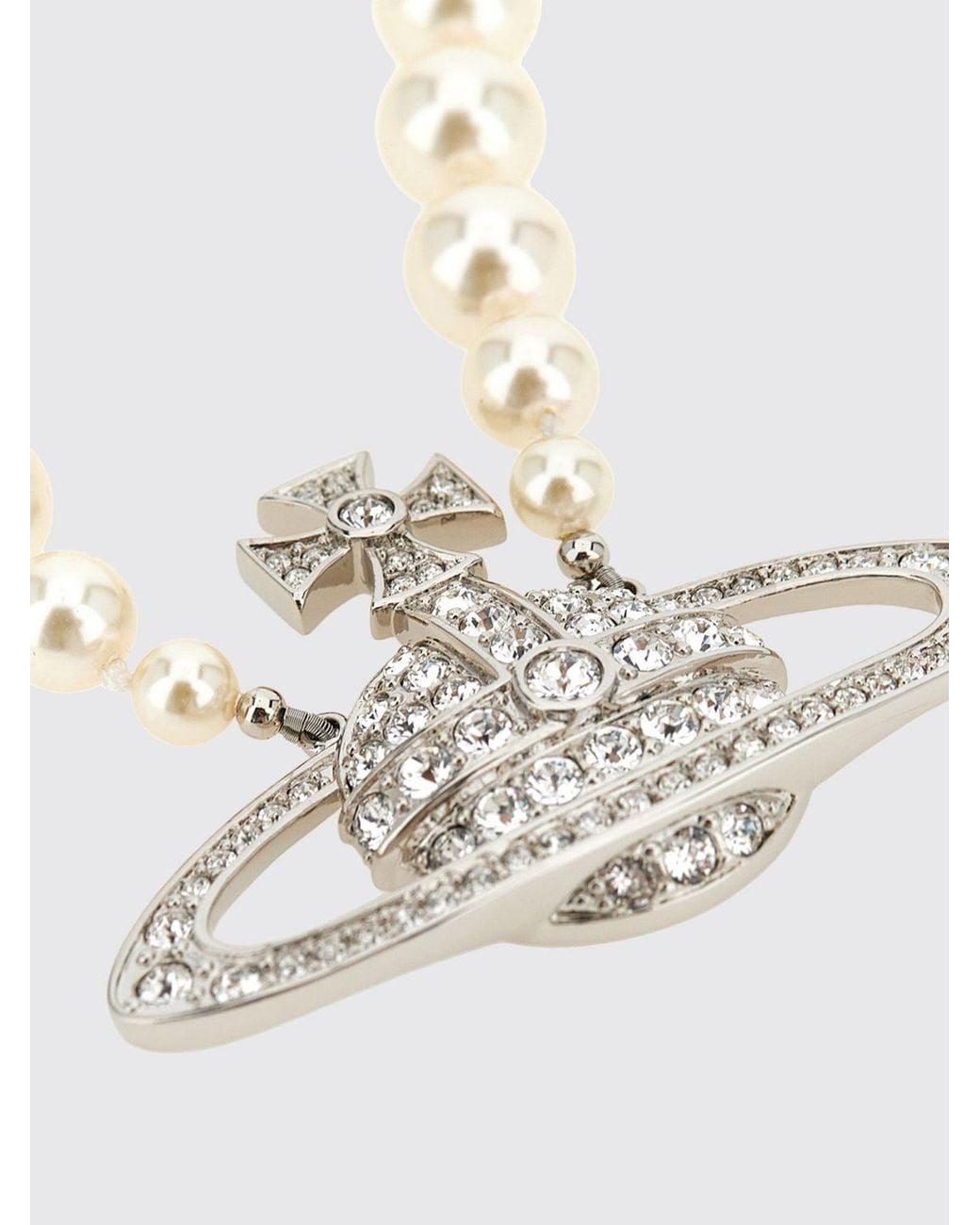 Vivienne Westwood White Orb Choker With Faux Pearls And Crystals