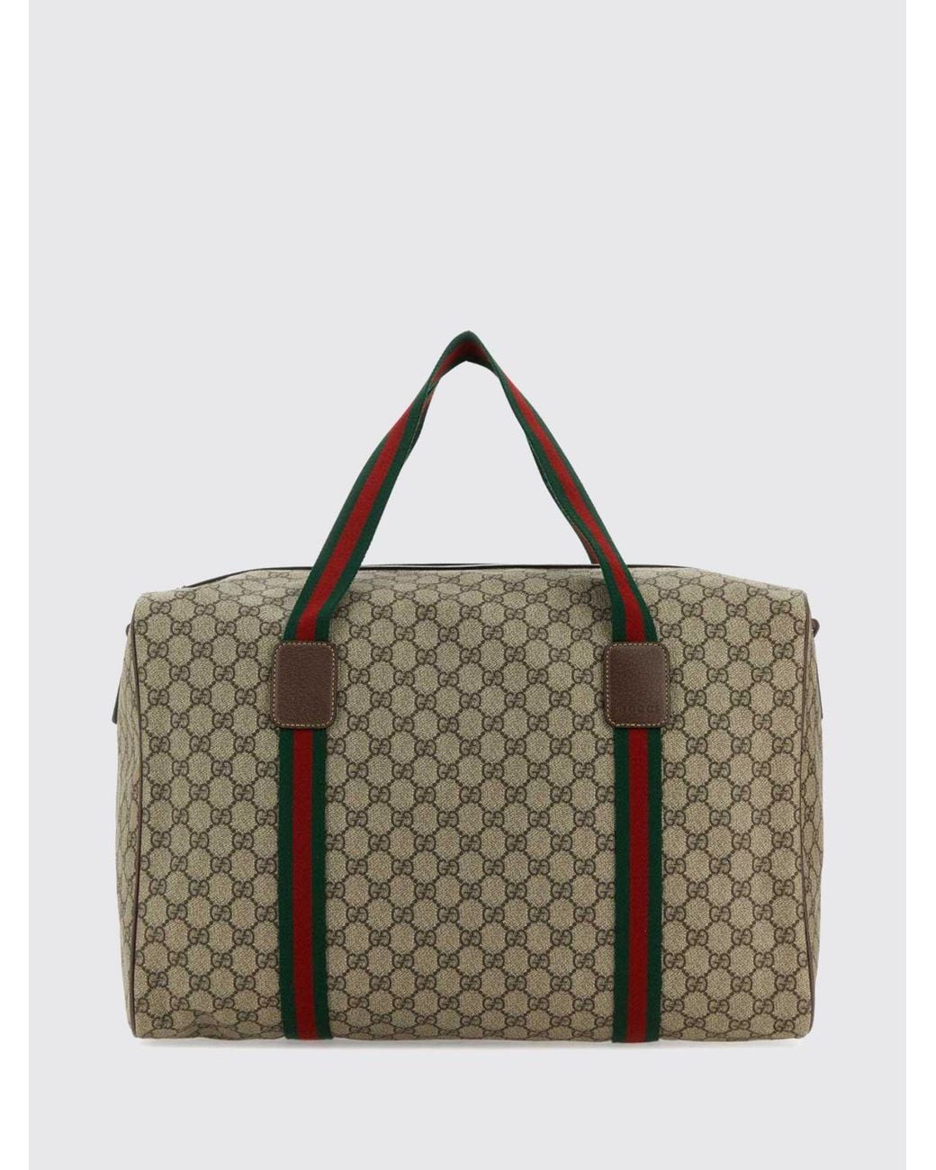 Gucci Brown Monogram Gg Supreme Fabric Duffle Bag With Double Handle for men
