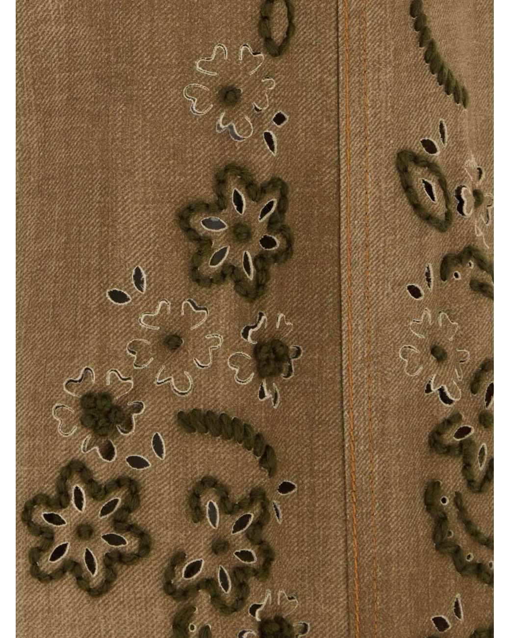 Ermanno Scervino Brown Embroidered Openwork Viscose Flare Trousers