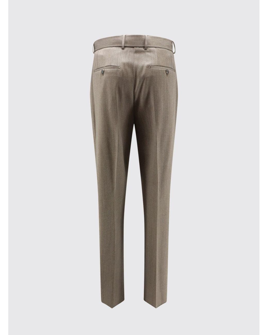 Tagliatore Brown Pleated Virgin Wool Tailored Trousers With Mid-Rise Waist for men