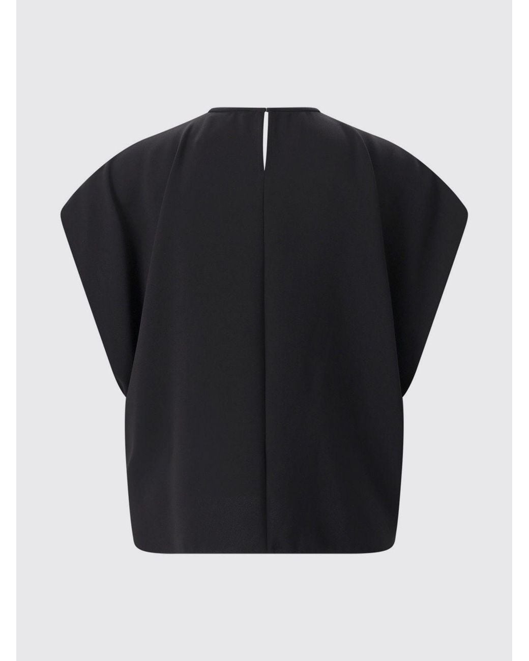 Max Mara Black Asymmetrical Crêpe Blouse With Round Neck